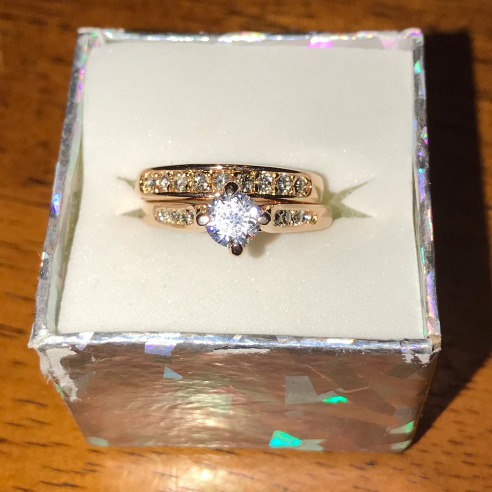 Rose gold CZ band set